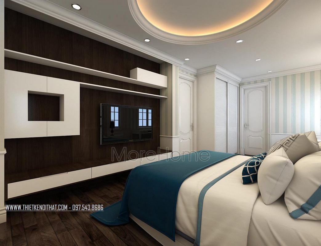 Thiết kế nội thất phòng ngủ biệt thự Vinhomes Riverside Long Biên Hà Nội